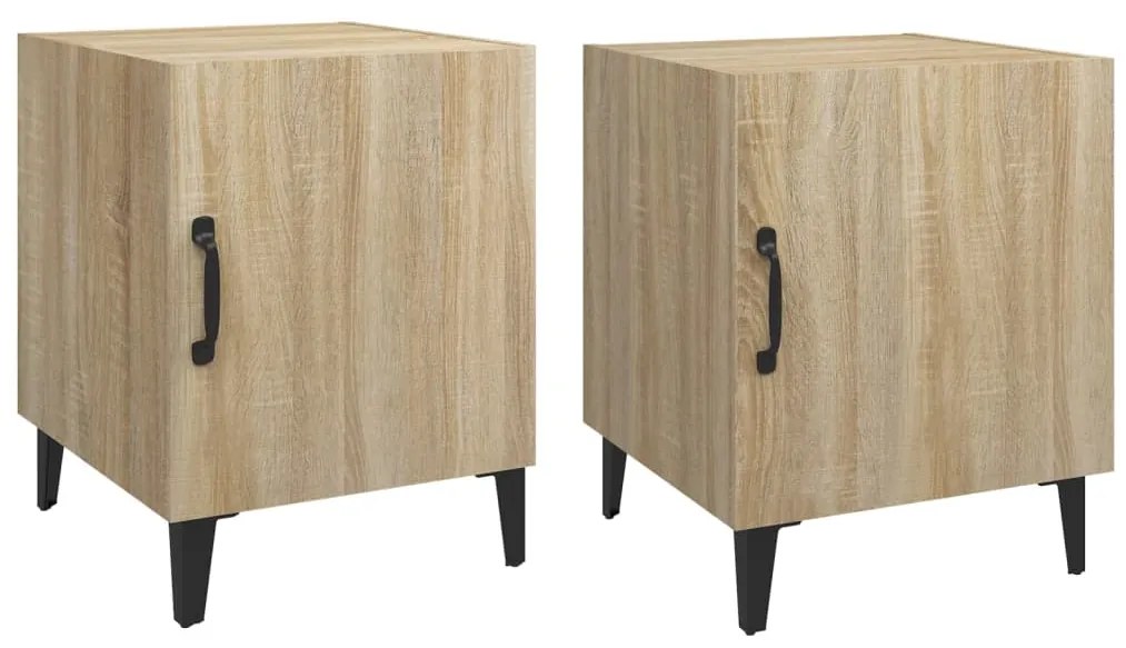 vidaXL Κομοδίνα 2 τεμ. Καπνιστή Δρυς από Επεξεργασμένο Ξύλο