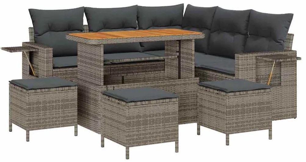 vidaXL Σετ Καναπέ Κήπου με μαξιλάρι 9 pcs Γκρι 110 x 55 x 71 εκ