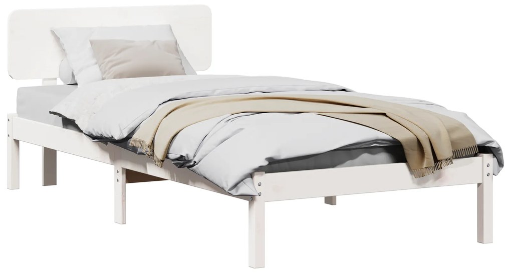 vidaXL Σκελετός Κρεβατιού Λευκό 90 x 190 cm Μασίφ ξύλο πεύκου