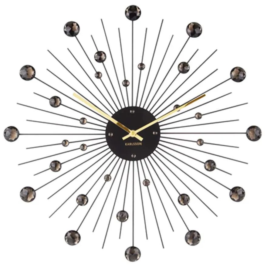 Ρολόι Τοίχου KA4859BK Sunbusts Crystal Large D50cm Black Karlsson Μέταλλο
