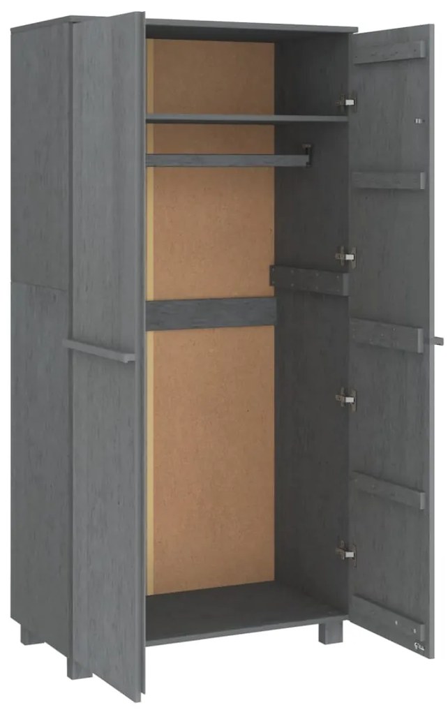 vidaXL Ντουλάπα HAMAR Σκ. Γκρι 89 x 50 x 180 εκ. από Μασίφ Ξύλο Πεύκου