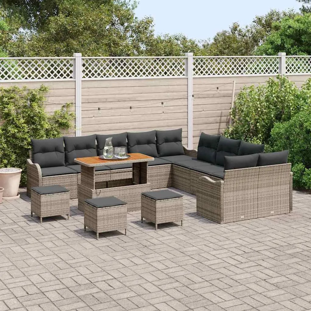 vidaXL Σετ Καναπέ Κήπου 14 pcs Γκρι συνθετικό ρατάν