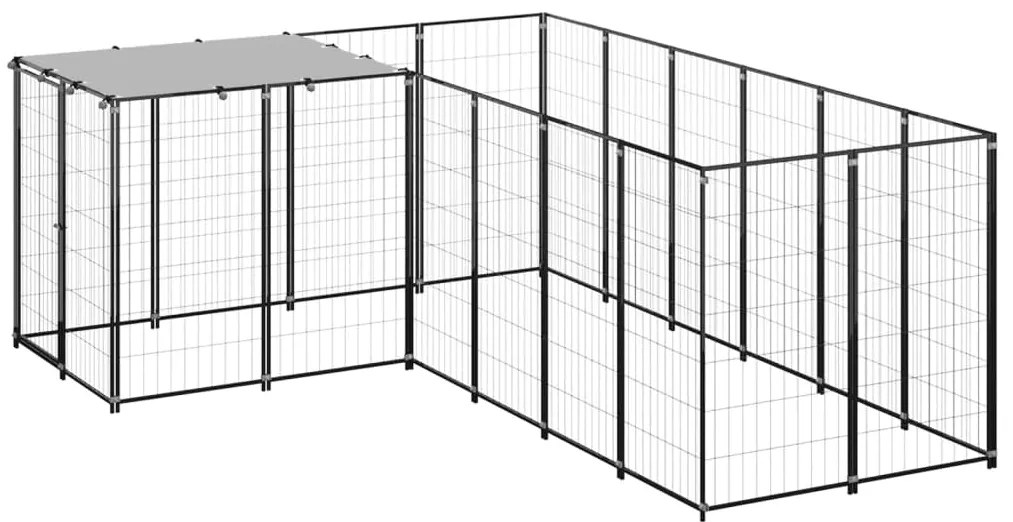 vidaXL Σπιτάκι Σκύλου Μαύρο 4,84 μ² Ατσάλινο