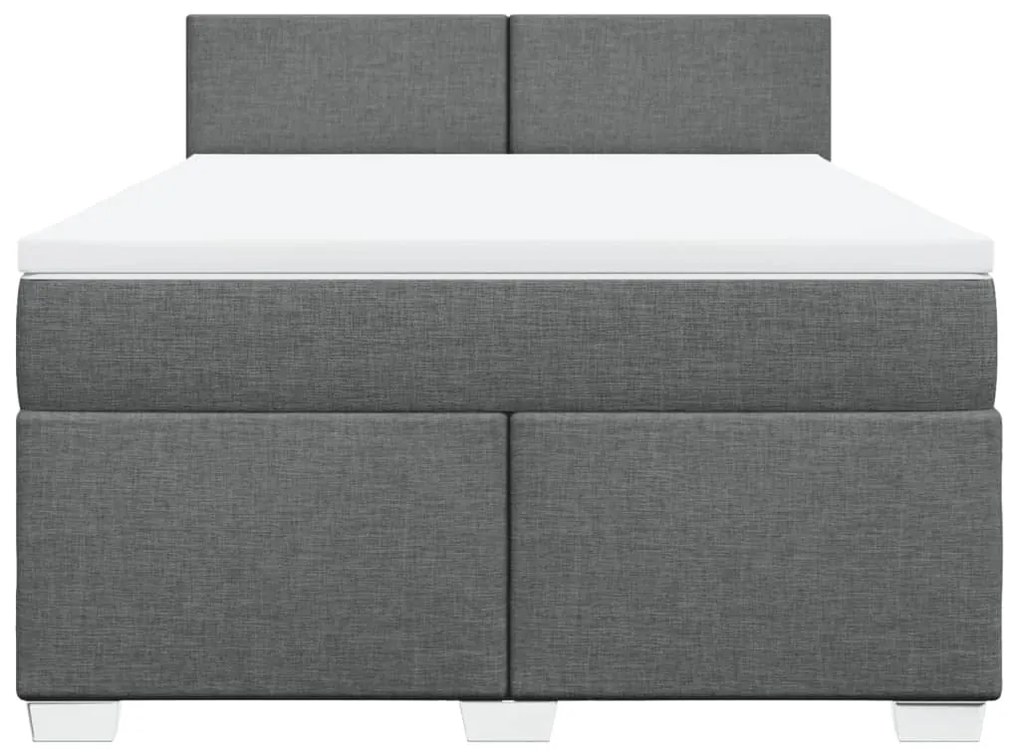 vidaXL Κρεβάτι Boxspring με Στρώμα Σκούρο Γκρι 140x190 εκ. Υφασμάτινο