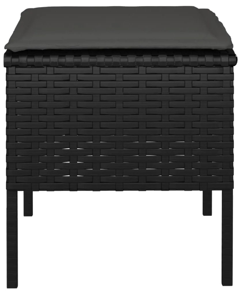 vidaXL Υποπόδια Κήπου 4 τεμ. Μαύρα από Συνθετικό Ρατάν με Μαξιλάρια