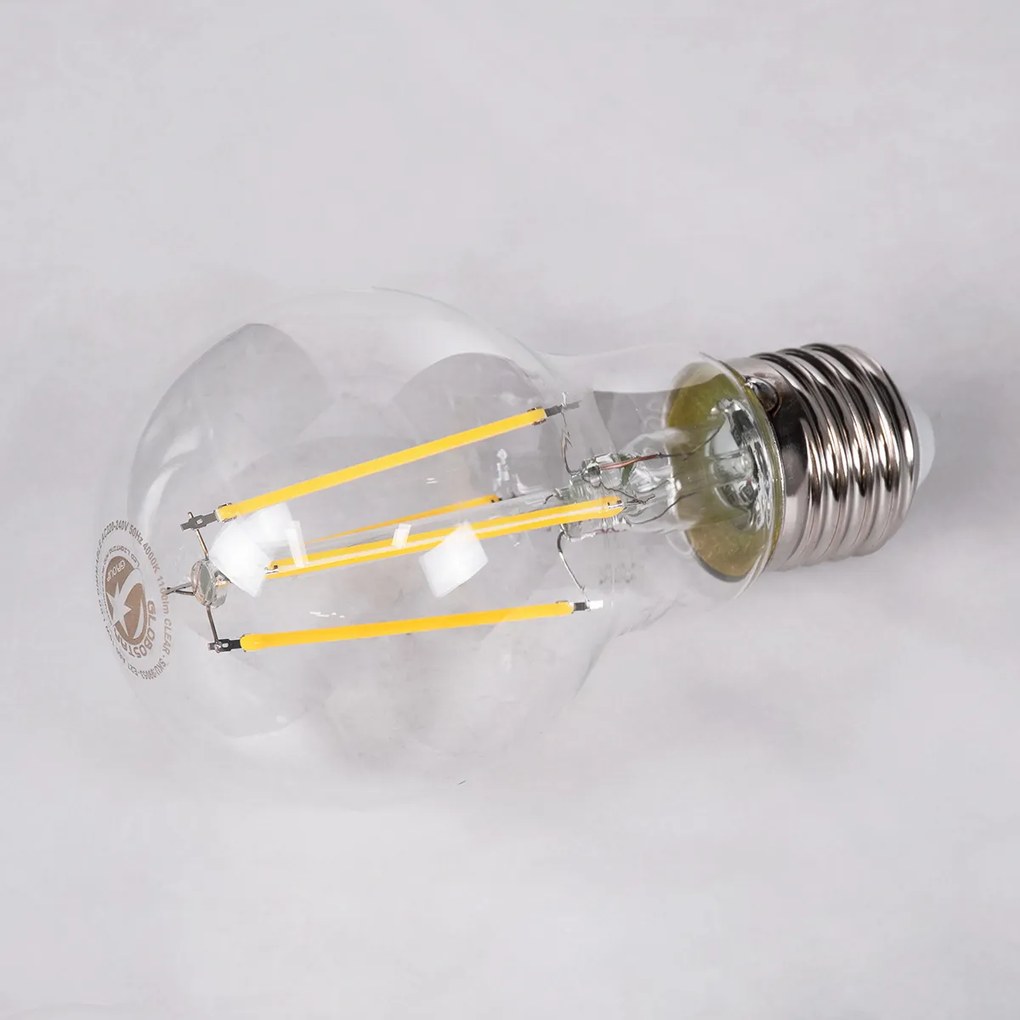 GloboStar 99053 Λάμπα LED Long Filament E27 A60 Γλόμπος 10W 1100lm 360° AC 220-240V IP20 Φ6 x Υ10.5cm Φυσικό Λευκό 4000K με Διάφανο Γυαλί - Dimmable - 3 Χρόνια Εγγύηση - 99053