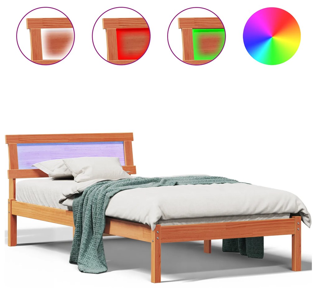 vidaXL Σκελετός Κρεβατιού Καφέ κεριού 75 x 190 cm Ξύλο πεύκου