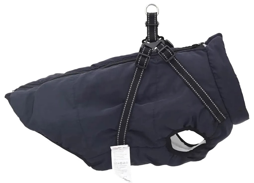 vidaXL Μπουφάν Σκύλου με ιμάντα Σκούρο μπλε 4XL Φλις και Πολυεστέρας