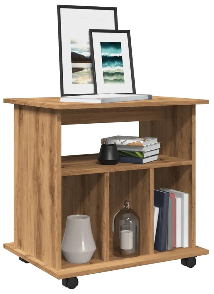 Ντουλάπι Τροχήλατο Αρτισιανή Δρυς 60x45x60 εκ. Επεξεργ. Ξύλο