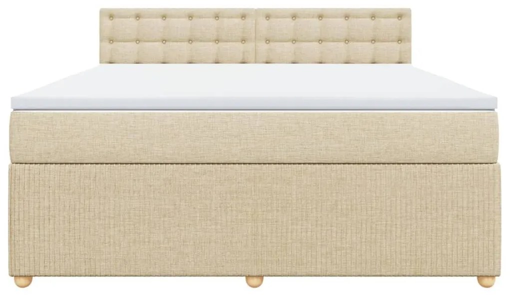 Κρεβάτι Boxspring με Στρώμα Κρεμ 180x200 εκ. Υφασμάτινο - Κρεμ