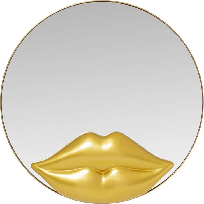 Καθρέφτης Τοίχου Lips Μεταλλικός Χρυσός 100*3*100εκ. - Χρυσό