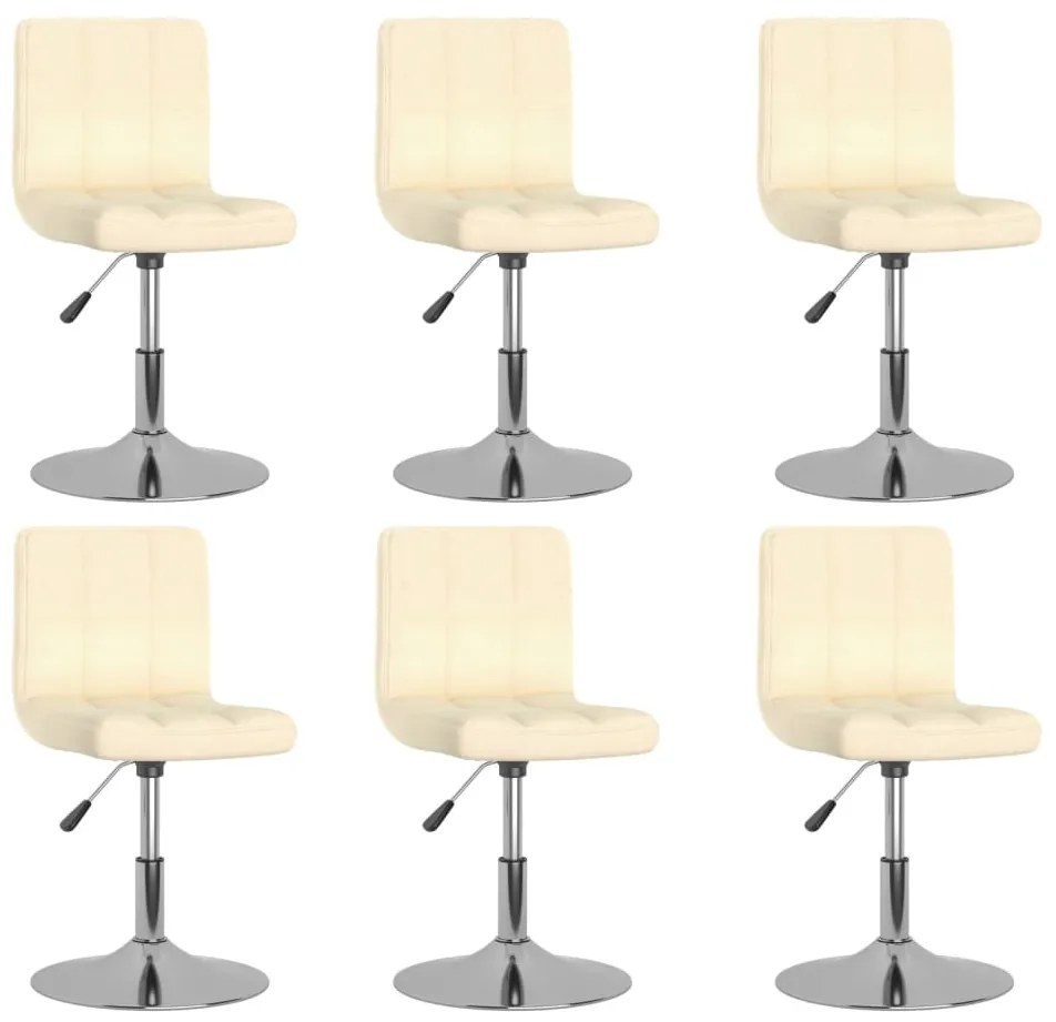 vidaXL Καρέκλες Τραπεζαρίας Περιστρεφόμενες 6 τεμ. Κρεμ Υφασμάτινες