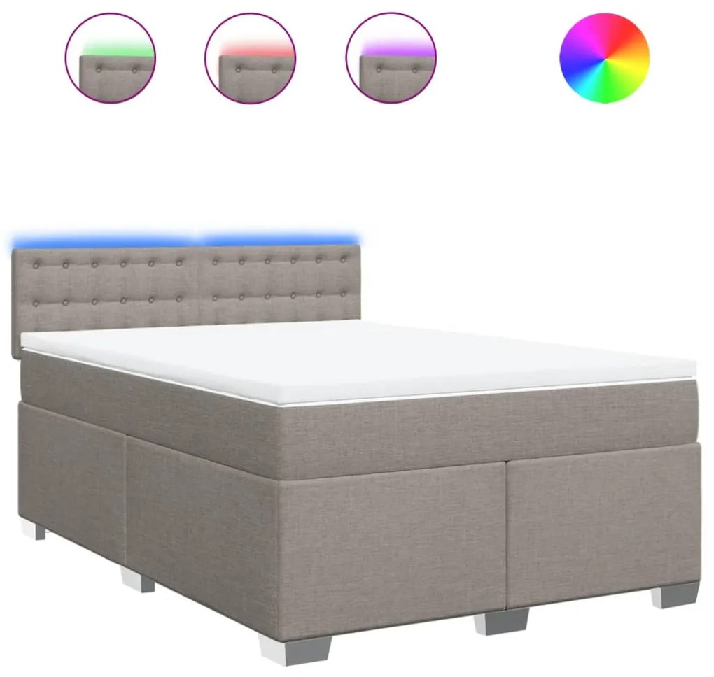 vidaXL Κρεβάτι Boxspring με Στρώμα Taupe 140x190 εκ. Υφασμάτινο