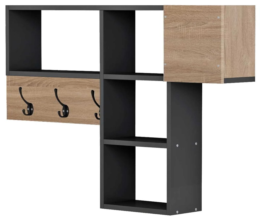 ΚΡΕΜΑΣΤΡΑ ΕΙΣΟΔΟΥ ΜΕ ΡΑΦΙΑ HARLAN HM8973.11 ΜΕΛΑΜΙΝΗ ΣΕ SONAMA-ΓΚΡΙ 99,5x15x61Υεκ.