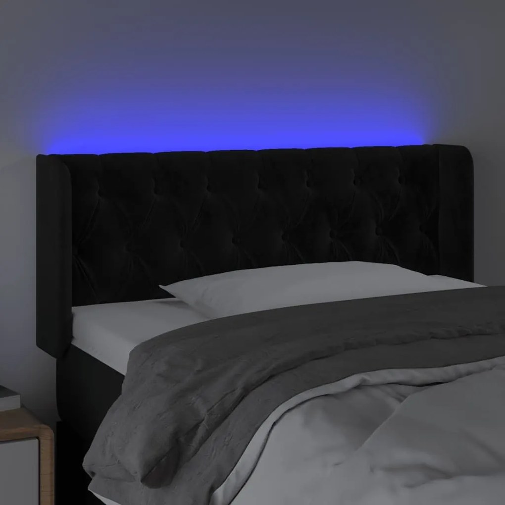 Κεφαλάρι Κρεβατιού LED Μαύρο 103x16x78/88 εκ. Βελούδινο - Μαύρο