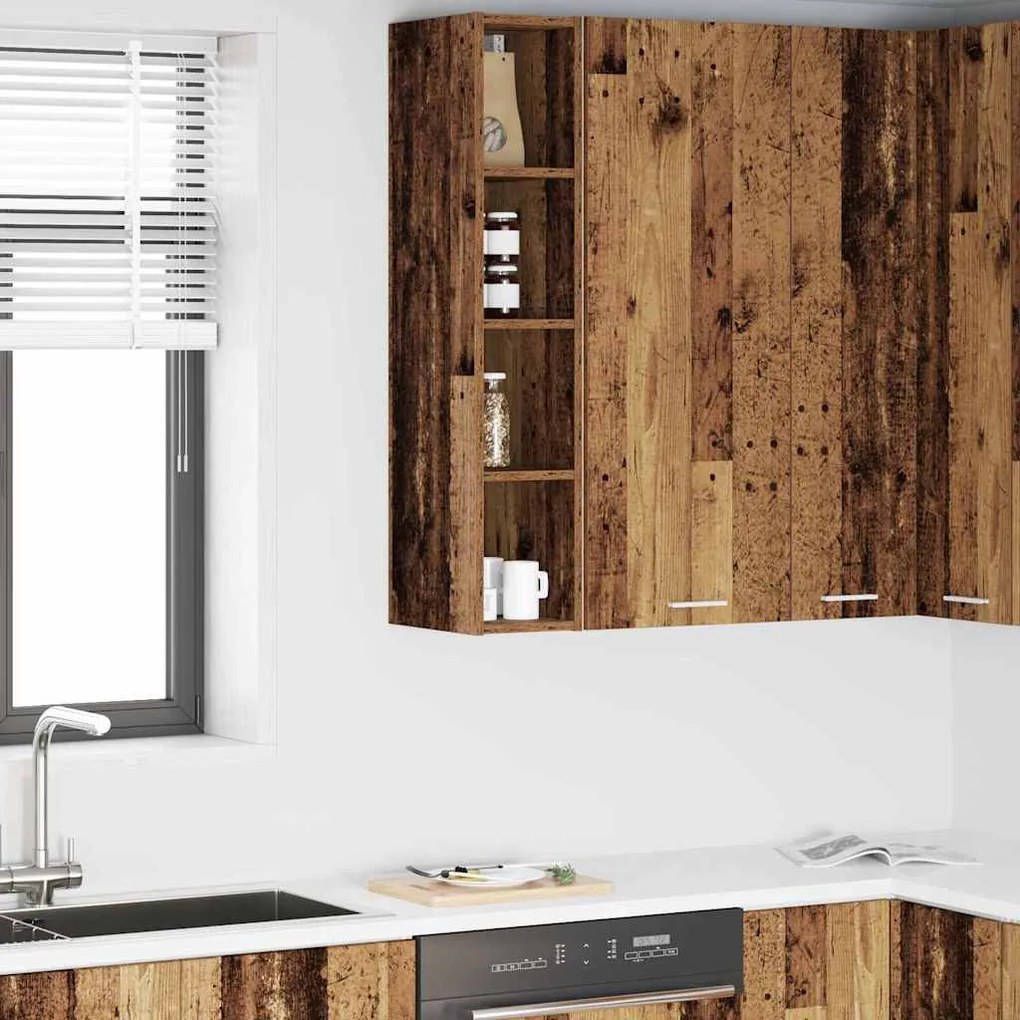 vidaXL Κρεμαστό ντουλάπι με αποθήκευση Παλιό ξύλο 20 x 29,5 x 100 εκ.