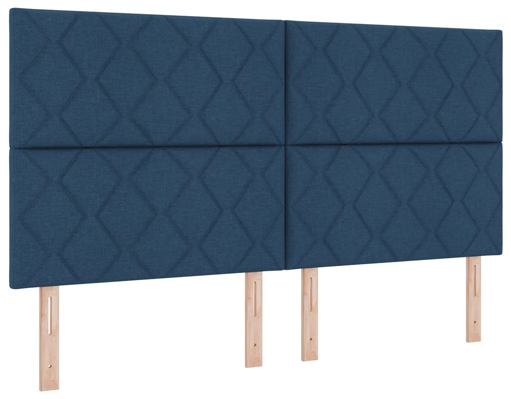 vidaXL Κρεβάτι Box Spring με Στρώμα Μπλε 180x200 εκ. Υφάσματος