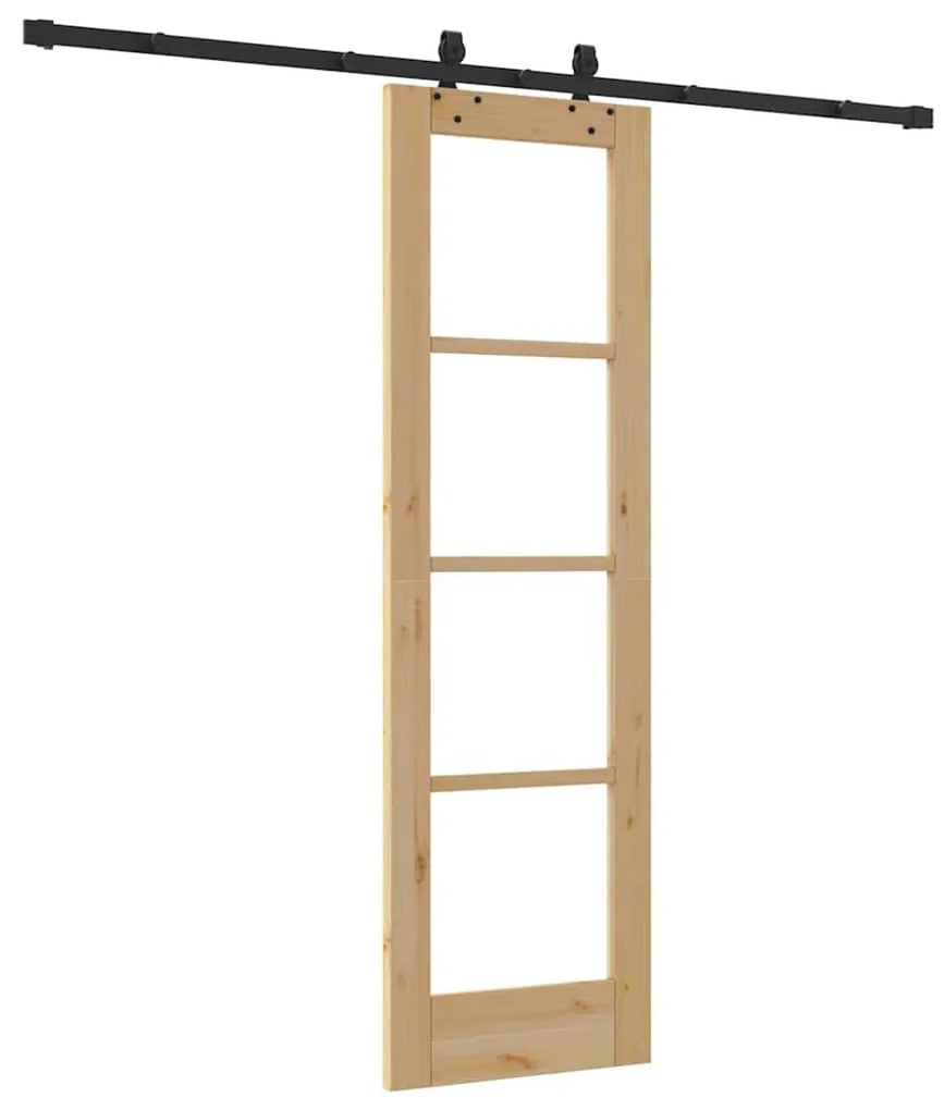 vidaXL Συρόμενη Πόρτα Καφέ 61 x 198.5 εκ. Ξύλο και μέταλλο