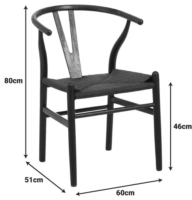 Καρέκλα Wishbone rubberwood-σχοινί σε φυσική απόχρωση 50x51x80εκ 53.5x57x74 εκ.