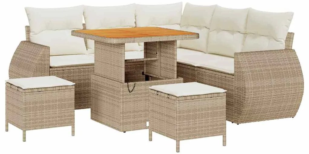 vidaXL Σετ Καναπέ Κήπου 8 pcs Μπεζ και Κρέμα συνθετικό ρατάν