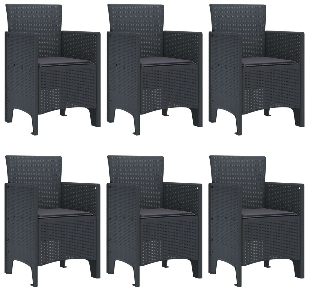 vidaXL Σετ τραπεζαρίας κήπου 7 pcs Ανθρακί PE Ρατάν