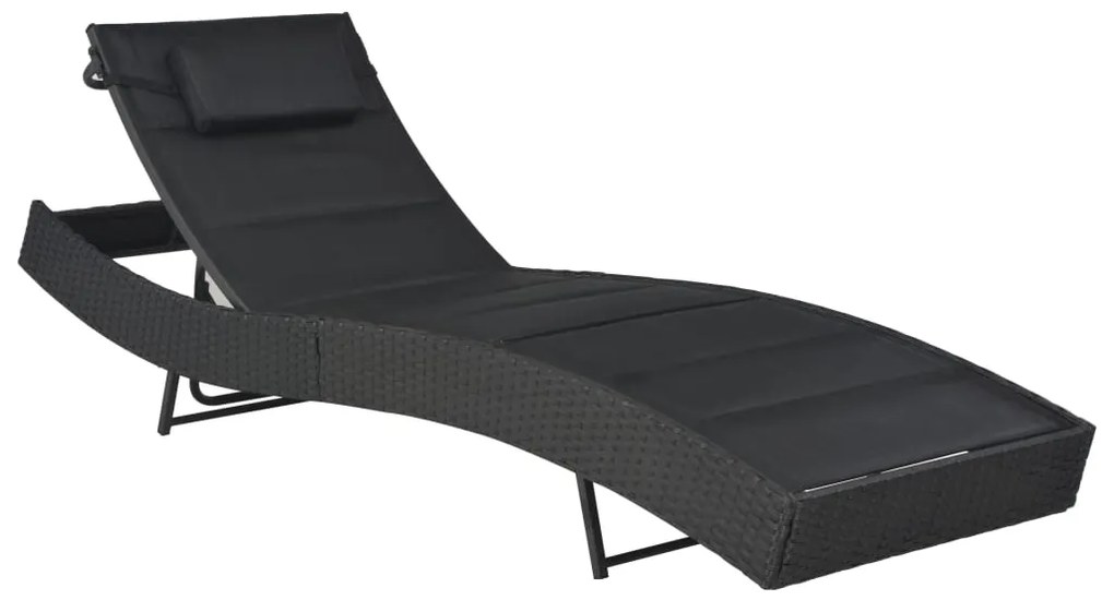 vidaXL Ξαπλώστρα Μαύρη από Συνθετικό Ρατάν / Textilene