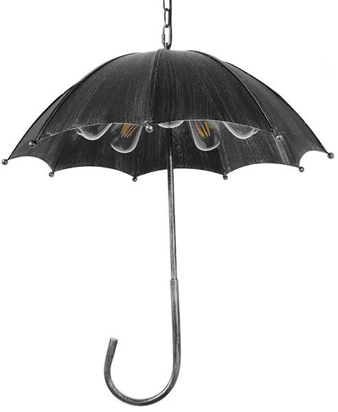 01407 GloboStar® UMBRELLA 01407 Vintage Κρεμαστό Φωτιστικό Φιγούρα Πολύφωτο 5 x E27 IP20 Ασημί Μέταλλο - Μ60 x Π60 x Y65cm