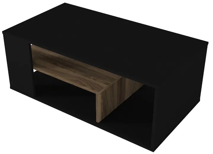 Τραπεζάκι σαλονιού Abdera Megapap χρώμα μαύρο - καρυδί 110x60x42εκ.