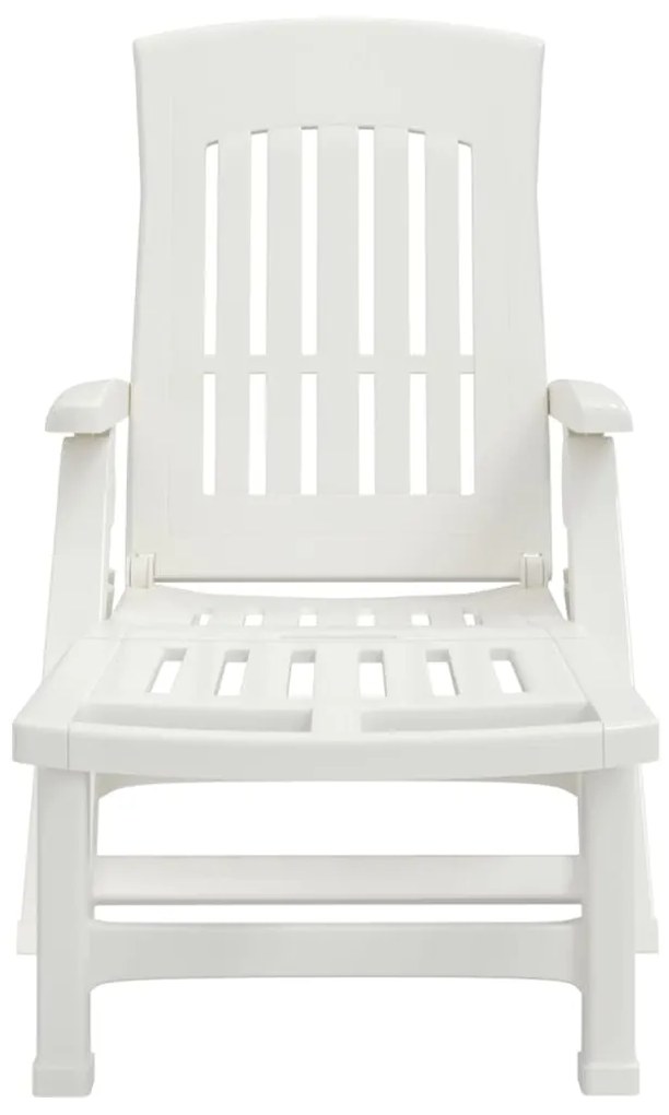 vidaXL Ξαπλώστρα Πτυσσόμενη με Ρόδες Λευκή από Πολυπροπυλένιο