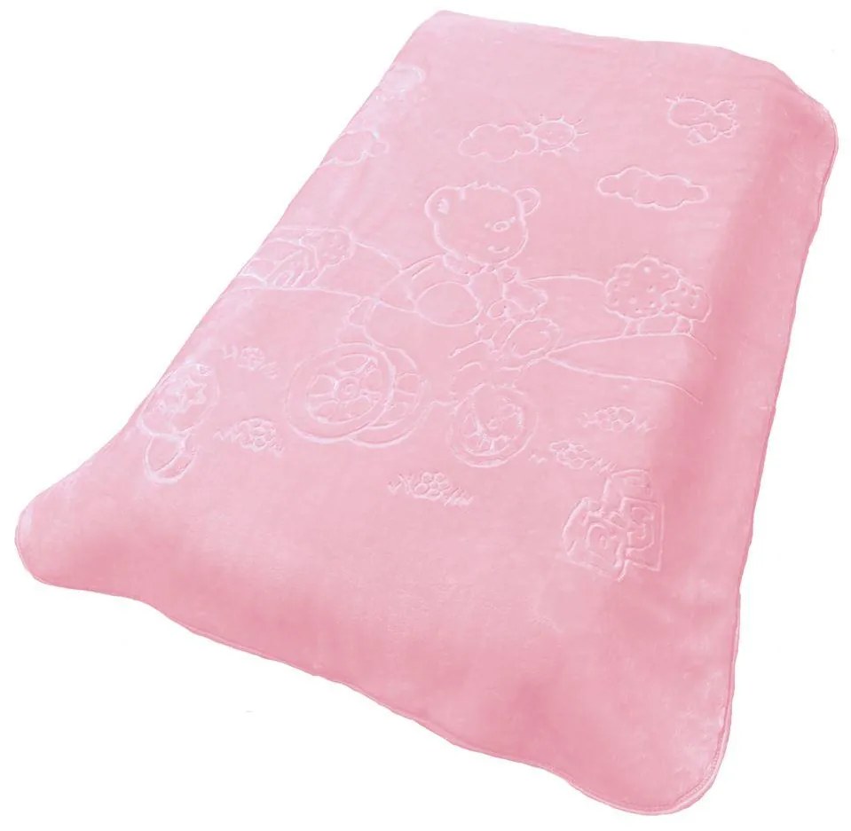 Κουβέρτα Κούνιας Βελουτέ Polyester 110x140εκ. Bicycle Bear 17 Pink DimCol