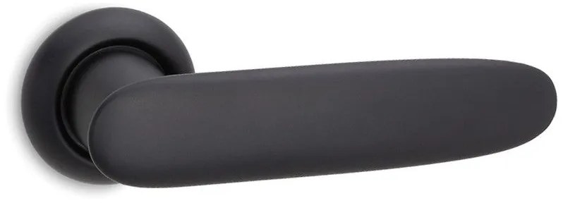 Convex 2225 Ματ Μαύρο Ζευγάρι χειρολαβών με ροζέτα και επιστόμιο για πόρτα μπάνιου