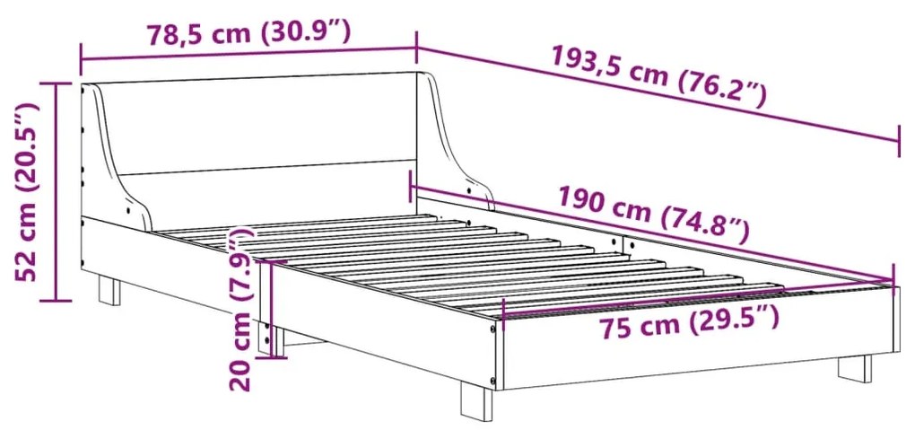 ΣΚΕΛΕΤΟΣ ΚΡΕΒΑΤΙΟΥ ΧΩΡΙΣ ΣΤΡΩΜΑ 75X190 ΕΚ ΜΑΣΙΦ ΞΥΛΟ ΠΕΥΚΟΥ 850752
