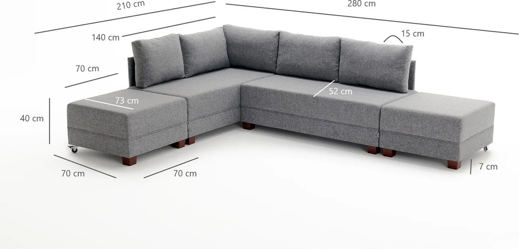 Corner Sofa-Bed Fly Left - Blue Blue