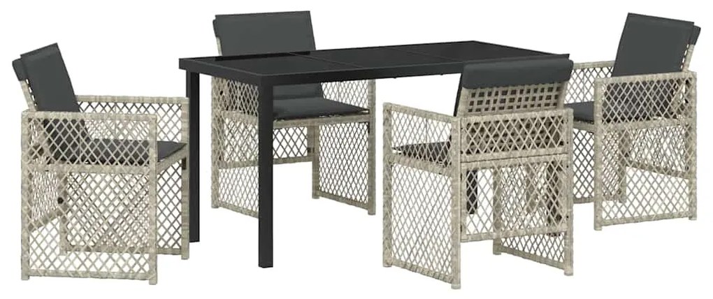 vidaXL Σέτ φαγητού για κήπο 5 pcs Ανοιχτό γκρι συνθετικό ρατάν
