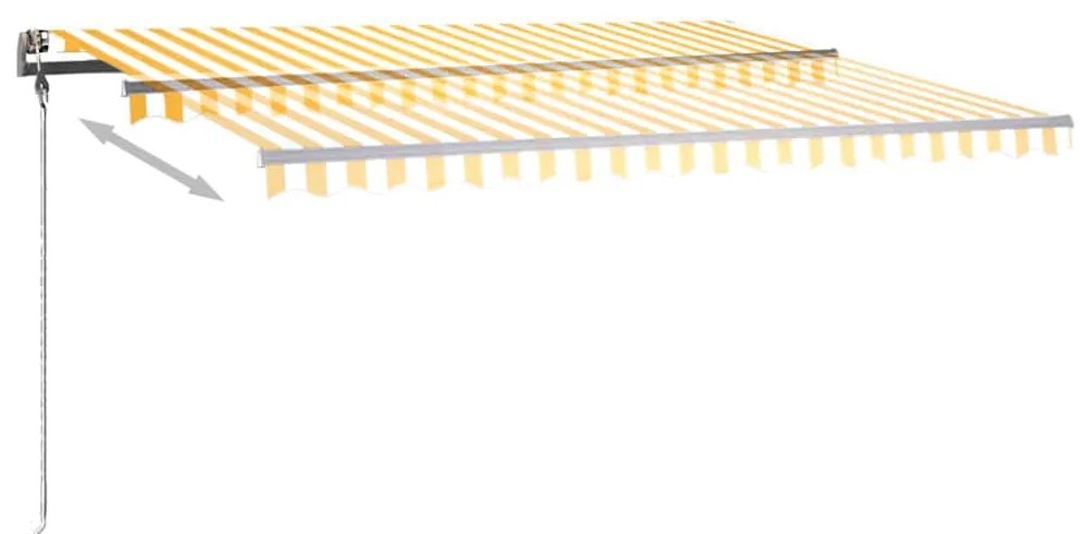 vidaXL Τέντα Συρόμενη Χειροκίνητη με LED Κίτρινο / Λευκό 450 x 300 εκ.
