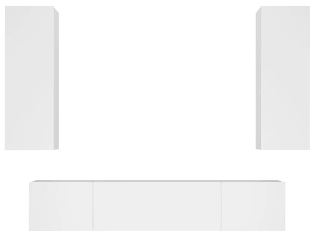 vidaXL Σετ Επίπλου Τηλεόρασης 4 Τεμαχίων Λευκό από Επεξεργασμένο Ξύλο