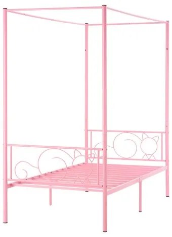 VEVOR Twin Size Canopy Bed Frame Metal Canopy Bed with Headboard &amp; Four Posters