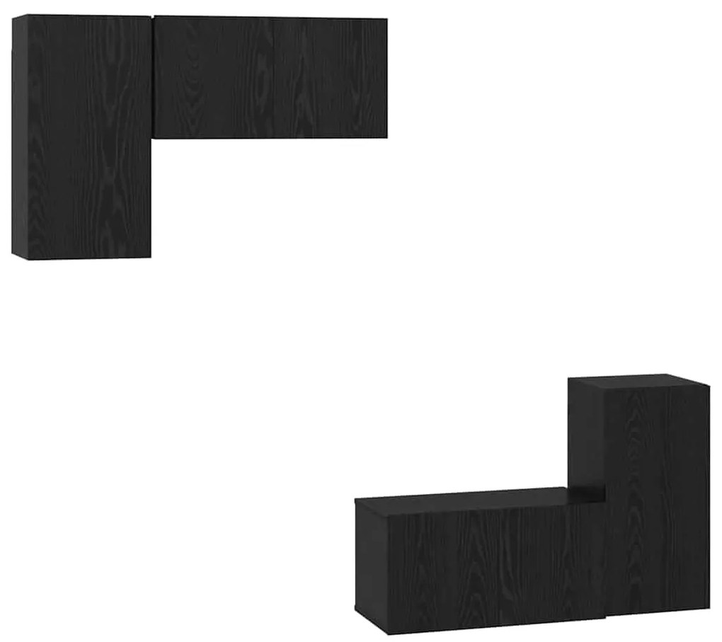 vidaXL ΣΕΤ ΕΠΙΠΛΟΥ ΤΗΛΕΟΡΑΣΗΣ με ράφι 4 pcs Μαύρη Δρυς 60 x 30 x 30 cm