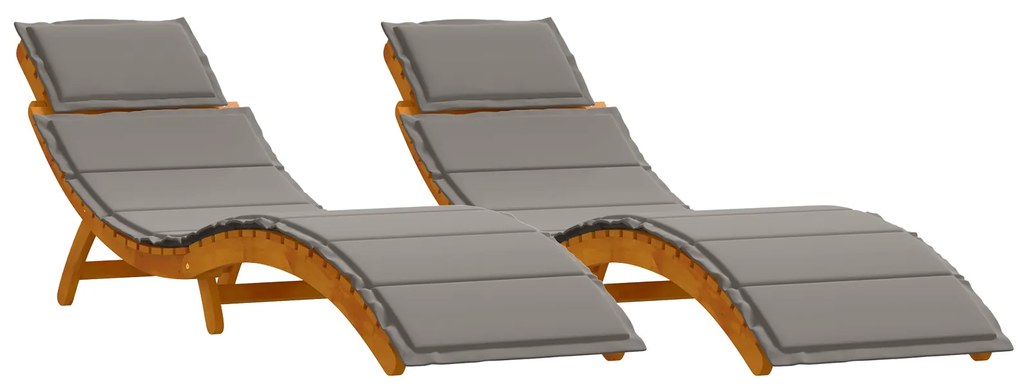 vidaXL Ξαπλώστρα 2 pcs Γκρι 184 x 55 x 64 εκ Μασίφ ξύλο ακακίας