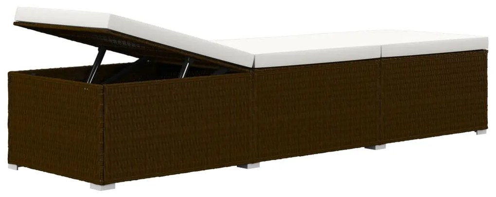 vidaXL Ξαπλώστρα Καφέ από Συνθετικό Ρατάν με Μαξιλάρι & Τραπεζάκι