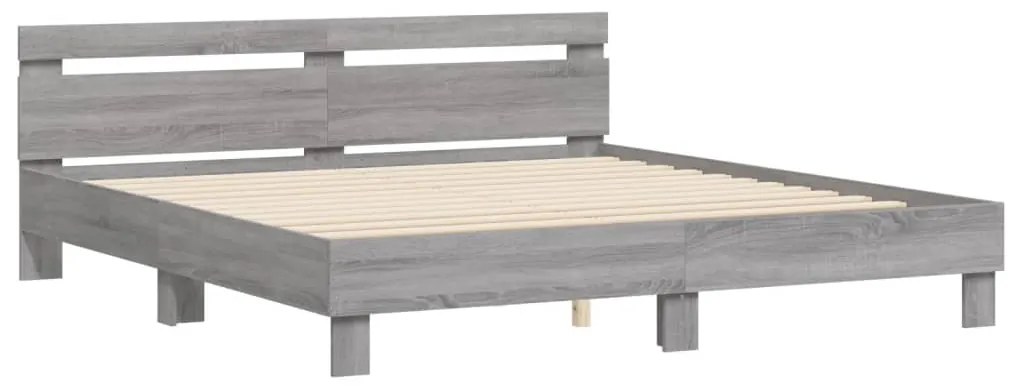 vidaXL Πλαίσιο Κρεβατιού με Κεφαλάρι Γκρι Sonoma 160x200εκ. Επεξ. Ξύλο