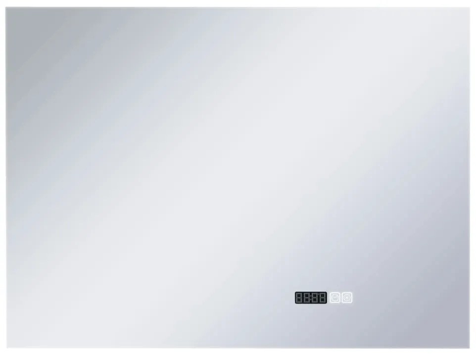 vidaXL Καθρέφτης Μπάνιου με LED/Αισθητήρα Αφής και Οθόνη Ώρας 80x60εκ.