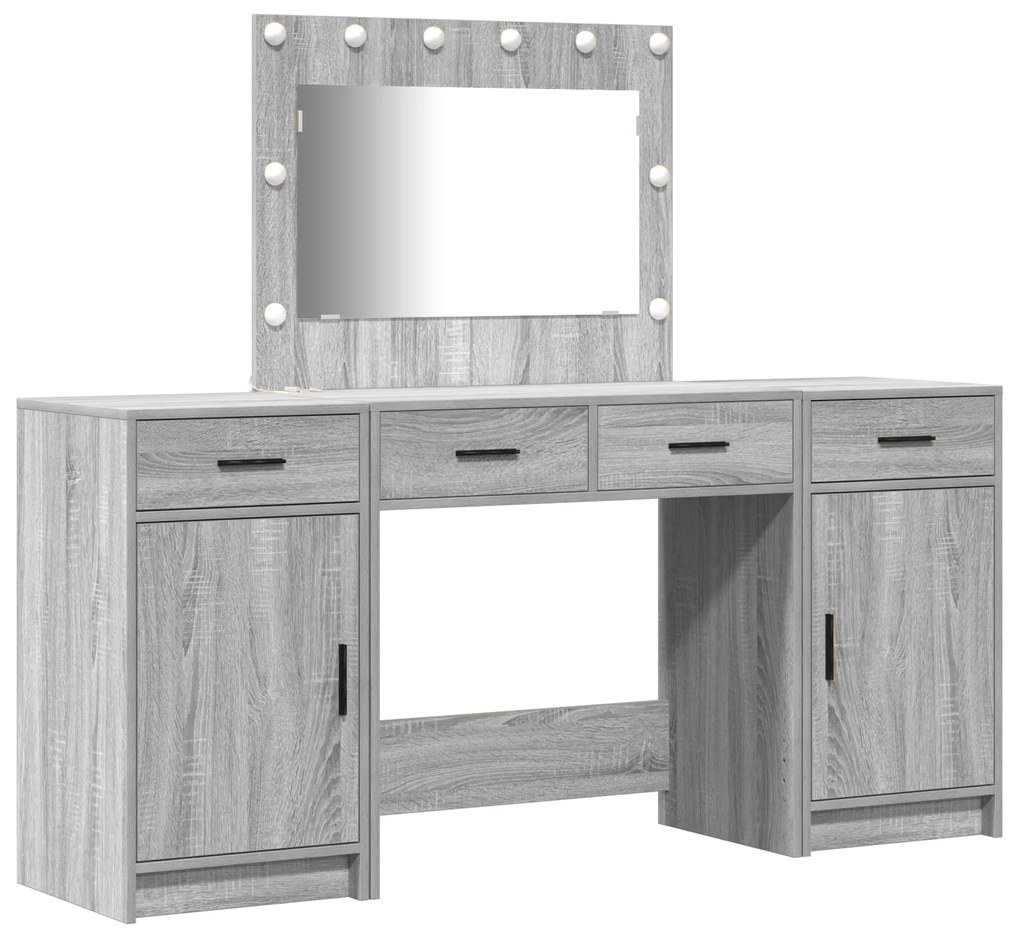 vidaXL Τραπέζι περιποίησης με συρτάρι 3 pcs Γκρι 40 x 41 x 75 εκ