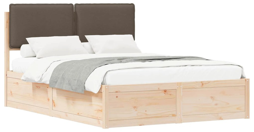 vidaXL Σκελετός Κρεβατιού με Επενδεδυμένο Κεφαλάρι Taupe 160 x 200 cm