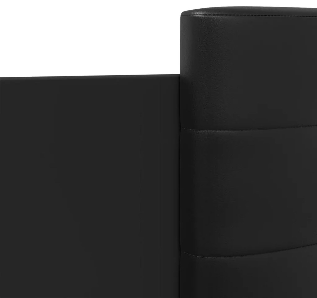 Πλαίσιο Κρεβατιού με Κεφαλάρι Μαύρο 180x200εκ. Μασίφ Επεξ. Ξύλο - Μαύρο