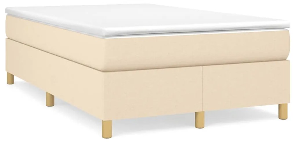 vidaXL Κρεβάτι Boxspring με Στρώμα Κρεμ 120x190 εκ. Υφασμάτινο