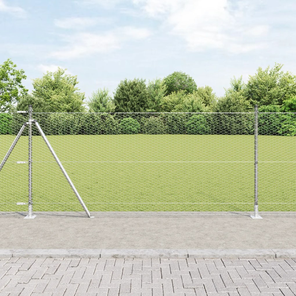 vidaXL Hexagon Fence 0.8x50 μ Γαλβανισμένος Χάλυβας
