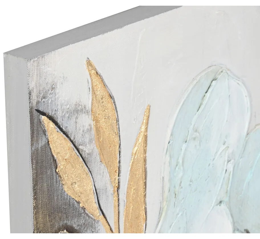 Καμβάς Home ESPRIT Μπλε Χρυσό Λουλούδι Shabby Chic 60 x 3 x 90 cm (x2)