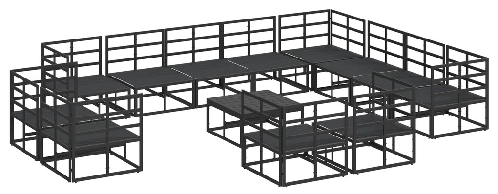 vidaXL Σετ Καναπέ Κήπου με μαξιλάρι 13 pcs Μαύρο Αλουμίνιο