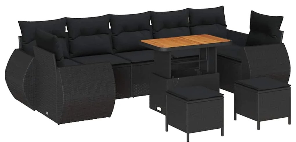 vidaXL Σετ Καναπέ Κήπου 10 pcs Μαύρο συνθετικό ρατάν
